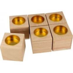 6 bougeoirs 6x6 cm bois - Artemio