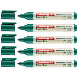 Lot de 5 marqueurs permanents 1,5-3 mm - EDDING - Vert - Ecoline