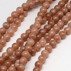 Fil 65 perles ronde jade naturelle teintée fabrication bijoux 6 / 6.5 mm MARRON