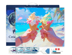 Diamond Painting Broderie Diamant Figured’Art 40x50cm toile tendue sur châssis en bois - diamants carrés - Glace en bord de mer