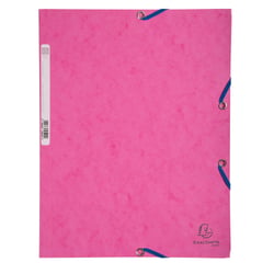 Chemise 3 rabats à élastiques carte lustrée 400g/m2 - A4 - Rose - x 25 - Exacompta