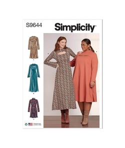 Patron Simplicity 9644 - Robe en tricot en trois longueurs du 38 au 56 (FR) taille n°38-46