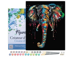 Peinture par Numéro Figured'Art avec Cadre - Peinture Elephant - Kit de Loisir Créatif DIY Numéro d'Art Complet - 40x50cm toile tendue sur châssis