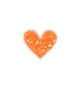 Ecusson thermocollant coeur sequin orange 5,5x5,5cm