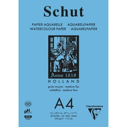 Bloc aquarelle Schut Clairefontaine papier petit grain blanc A4 40 feuilles