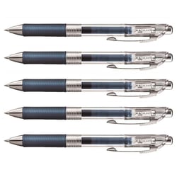 Lot de 5 Stylos roller encre gel rétractable EnerGel Pure BL77 Pointe 0,7 mm bleu nuit