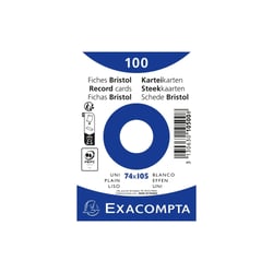 Paquet 100 fiches sous film - bristol uni non perforé 74x105mm - Blanc - x 40 - Exacompta