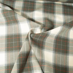 Tissu Tartan Ecossais Vert kaki sur fond Blanc cassé