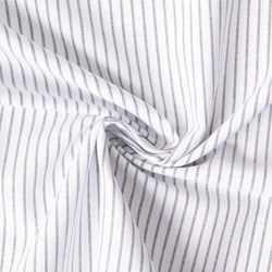 Tissu Coton aspect Lin Emy rayures Gris sur fond Blanc