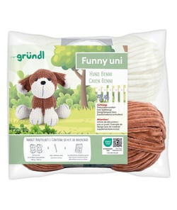 Kit de crochet Gründl Bennie le Chien – Créez votre chien amigurumi ultra-moelleux en fil Funny certifié OEKO-TEX Multicolore