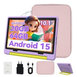 Tablette enfants KOTSREN Android 15 IPS Violet 64 Go Wi-Fi 6 10,1 pouces