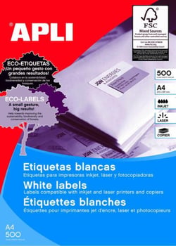 Étiquettes blanches permanentes 210,0 x 297,0 mm 500 feuilles