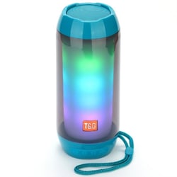 Enceinte Waterproof Bluetooth LED Autonomie 2H Radio FM TWS Aux MP3 Bleu Clair YONIS