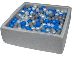 Piscine à balles pour enfant, 90x90 cm, Aire de jeu + 450 balles perle, bleu, gris - Velinda