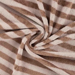 Tissu Micro Eponge Bambou rayures Lyo Marrons sur fond Beige - Au mètre