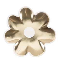 8 Assiette Marguerites Blanc et Or