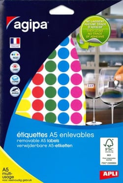 Pastilles couleurs assorties multi usage Ø 15 mm 6 feuilles