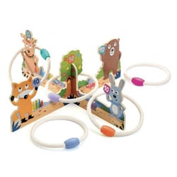 Jeu de lancer d'anneaux en bois anno animaux de la foret - djeco - dj02044 - cible, adresse