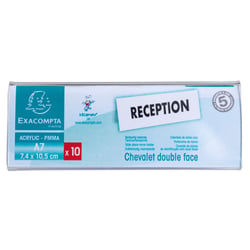 Lot de 10 chevalets double face horizontal A7 - Cristal - x 10 - Exacompta