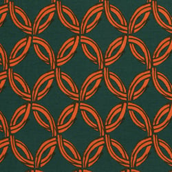 Tissu Crêpe de Viscose Circles sur fond Vert foncé
