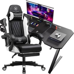 Chaise gaming avec bureau intégré - GTPLAYER - Noir