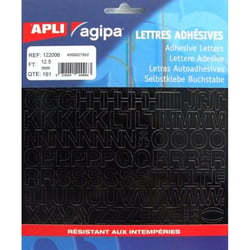 Apli 122006 - Lettres et symboles adhésives noires format 12,5 x 10mm