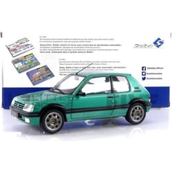 Voiture miniature de collection - SOLIDO - Peugeot 205 GTi 1992 - Échelle 1/18 - Carrosserie métal montée - Green Metal