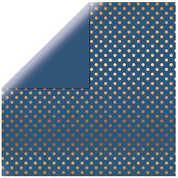 Papier scrapbooking "GoFoil Dots", bleu jeans, 30,5x30,5cm, 180g / m² - lot de 15 feuilles