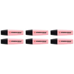 Lot de 6 surligneurs pointe biseautée - STABILO - Rose pastel - BOSS ORIGINAL Pastel