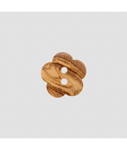 Bouton en forme de fleur – Bois d’olivier naturel – 2 trous – 15 mm – Prym 016 Naturel