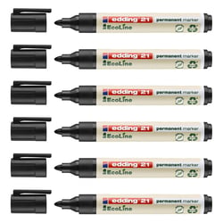 Lot de 6 marqueurs permanents pointe ronde 1,5-3 mm - EDDING - EcoLine - Noir