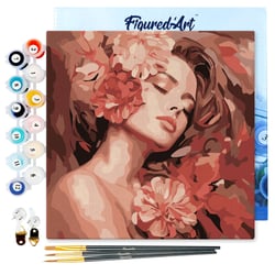 Mini Peinture par Numéros Figured'Art 20x20cm avec cadre La Belle endormie aux camélias - Petit Format