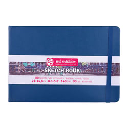 Carnet Croquis - 21 x 14,8cm - 80 feuilles - 140g - bleu marine - Royal Talens
