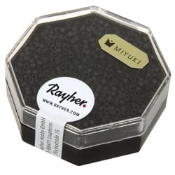 Delica-rocailles, 1,6mm métallic dépoli,boîte, noir, 6g