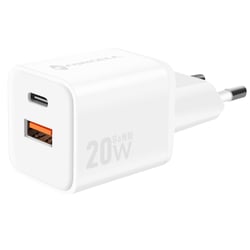 Forcell Chargeur Secteur GaN III 20W avec Ports USB-C + USB Format Mini Blanc