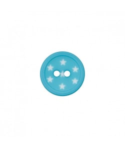 Carte de 3 boutons étoiles polyester 2 trous 15mm - Prym Turquoise Bleu