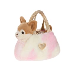 Peluche GipsyToys - Chien Chihuahua marron et beige avec sac - 18 cm