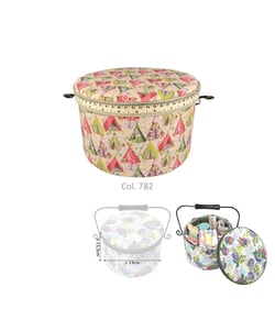 Boîte à couture ronde 22x13,5cm tipis multicolores