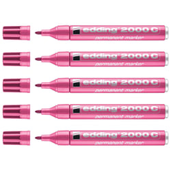 Lot de 5 marqueurs permanents - EDDING - Pointe ronde 1,5-3 mm - Corps aluminium - Rose