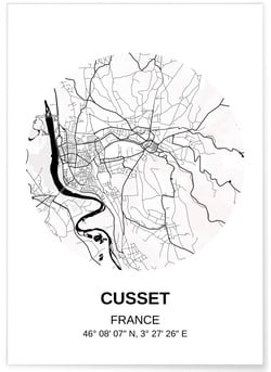 Affiche Carte Cusset | A3 : 29,7x42cm