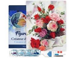 Diamond Painting Broderie Diamant Figured’Art 40x50cm toile tendue sur châssis en bois - diamants carrés - Roses Belles Fleurs