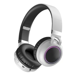 Casque Audio Sans Fil LED Bluetooth 5.0 Pliable Avec Micro Et Carte TF Blanc YONIS