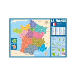 Poster pédagogique - Carte de la France administrative - 52x76cm - A afficher - Bouchut