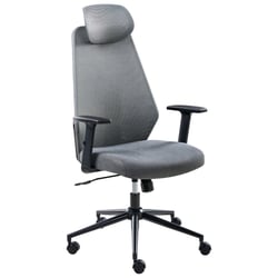 Chaise de Bureau Gris Foncé en Maille Accoudoirs Appui-Têtes Hauteur Réglable Base Pivotante Dossier Inclinable