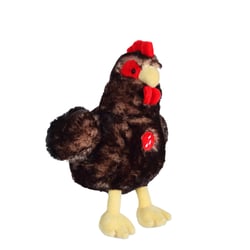 Peluche - Poule flammée sonore noire en peluche - 22 cm