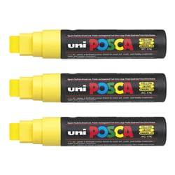 Lot de 3 marqueurs peinture pointe rectangulaire extra-large 15 mm - POSCA - Jaune