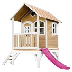 AXI Cabane enfant TOM Brun Blanc avec toboggan Rose - Axi House