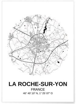 Affiche Carte La Roche-sur-Yon | A3 : 29,7x42cm