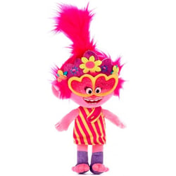 Peluche trolls world tour poppy robe jaune et rose 28 cm - peluche licence dreamworks