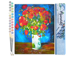 Peinture par Numéro Figured'Art - Vase avec Coquelicots - Van Gogh - Kit de Loisir Créatif DIY Numéro d'Art Complet - 40x50cm sans châssis en bois